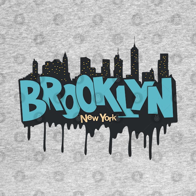 New York Brooklyn - Brooklyn Schriftzug - Brooklyn Logo mit skyline by Boogosh